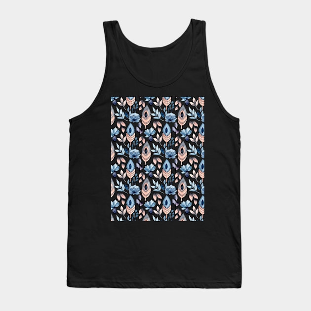 Eye Shape Watercolor Leaf Floral Pattern Tank Top by MarjanShop